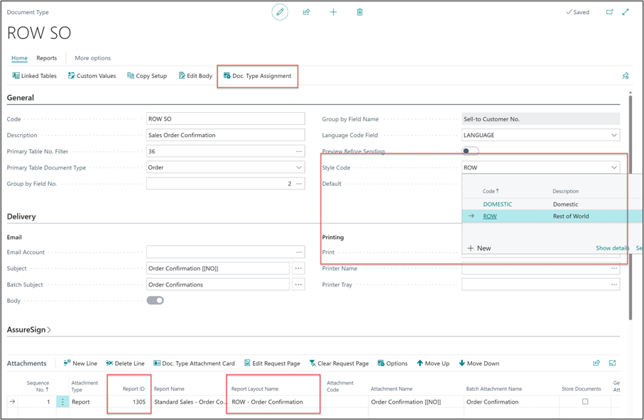 Updating the Report ID for the Rest of the World layout in Business Central