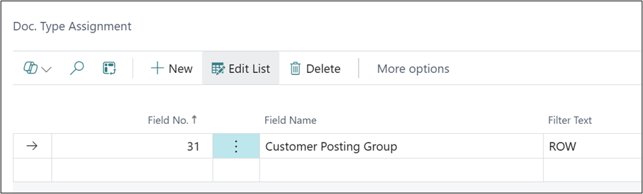 Adding a filter in Business Central to only pick up Sales Orders that contain a Customer Posting Group of ROW