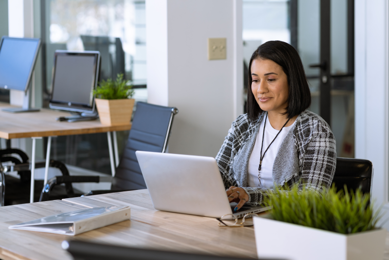 woman working on laptop